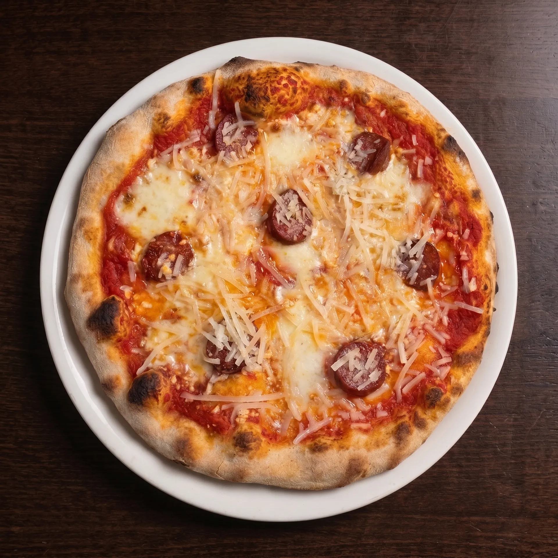 Piccante sicilia Pizza mit pikanter Salami, geschmorter Paprika und Mozzarella